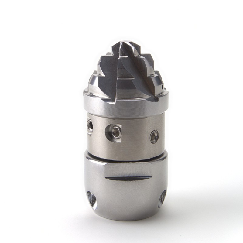 Rotating nozzle with 90 ° opposed jets Ø35mm, 3/8 "F, INOX inserts and Stopper Head
